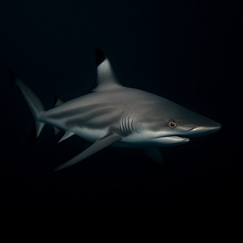 Blacktip shark with black dorsal fin tip at Protea Banks