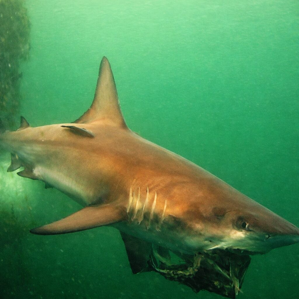 Controlled shark feeding dive at Protea Banks