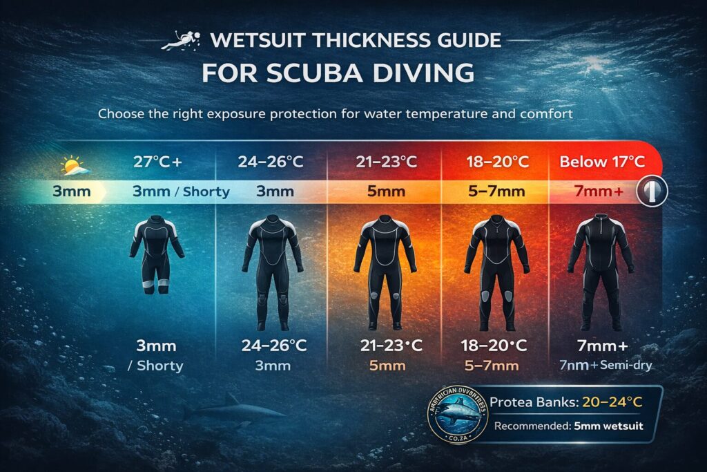 scuba diving wetsuit thickness guide infographic